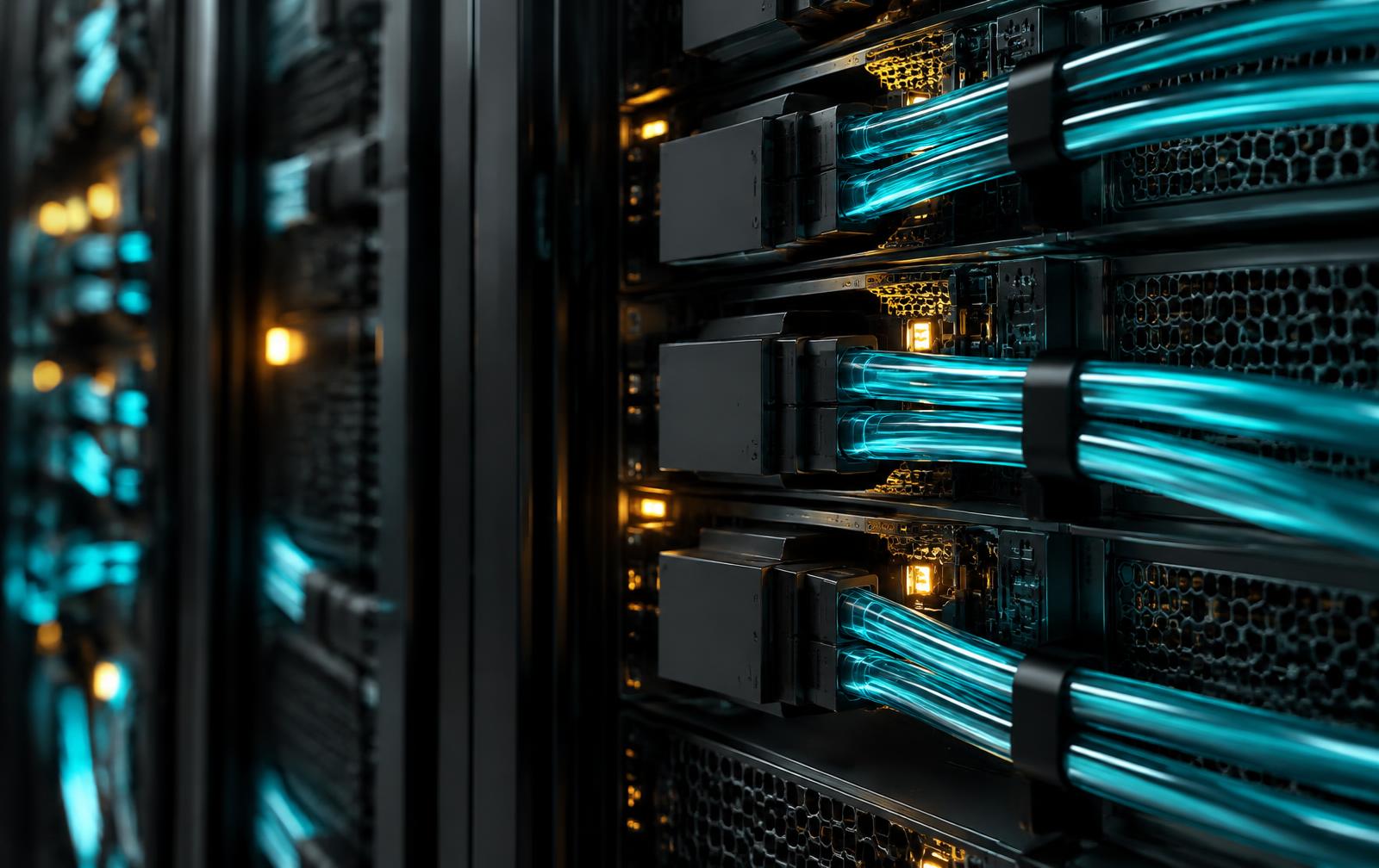 Advanced server infrastructure connected by cyan optical channels